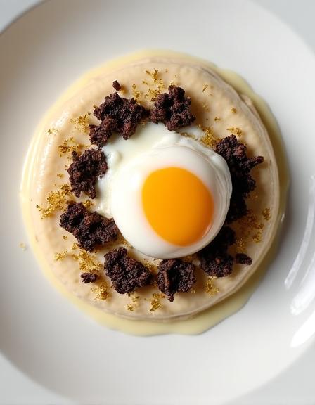 Elegante impiattamento di uovo gourmet con tartufo